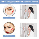 Load image into Gallery viewer, 360 Degree Rotation 10X Magnifying LED Makeup Mirror Compact Suction Cup Folding Vanity Mirror with LED Light cosmetic Tools