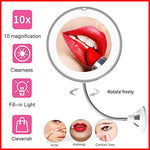 Load image into Gallery viewer, 360 Degree Rotation 10X Magnifying LED Makeup Mirror Compact Suction Cup Folding Vanity Mirror with LED Light cosmetic Tools