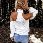 Load image into Gallery viewer, Fashion Solid Color Halter Neck Strapless T-Shirt Casual Sexy Long Sleeve Women T Shirts Lady Elegant Top Party Tee Shirt