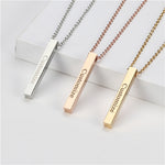 Load image into Gallery viewer, Four Sides Engraving Personalized Square Bar Custom Name Necklace Stainless Steel Pendant Necklace Women/Men Gift MNE180014
