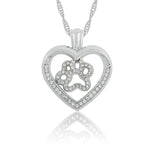 Load image into Gallery viewer, Dog Cat Paw Print in Cut Out Heart Crystal Paved Pendant Necklace Animal Pet Jewelry for Women