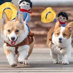 Load image into Gallery viewer, Funny Pet Cat Dog Costumes Dog Apparel Clothes For Halloween Cosplay Western Cowboy Riding Costumes Jacket Cloak Dog Accessories