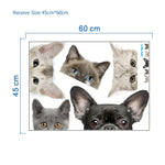 Load image into Gallery viewer, Funny 3D Cat Dog Half a face Peeking car sticker Wall background Art decals decorations cute animal wall stickers for home decor