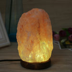 Load image into Gallery viewer, USB Salt Lamp Natural Shape Hand Carved Wooden Base Crystal Rock Colors Changing Night Light
