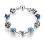 Load image into Gallery viewer, BAMOER: Antique Silver Charm Bracelet & Bangle with Love & Flower Beads