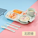 Load image into Gallery viewer, 6pcs Baby Dish Bowl Tableware Set Natural Bamboo Fiber Bowl With Cup Spoon Plate Fork Feeding Dishes for Kids Utensils Food Set