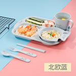 Load image into Gallery viewer, 6pcs Baby Dish Bowl Tableware Set Natural Bamboo Fiber Bowl With Cup Spoon Plate Fork Feeding Dishes for Kids Utensils Food Set