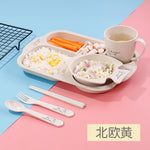 Load image into Gallery viewer, 6pcs Baby Dish Bowl Tableware Set Natural Bamboo Fiber Bowl With Cup Spoon Plate Fork Feeding Dishes for Kids Utensils Food Set