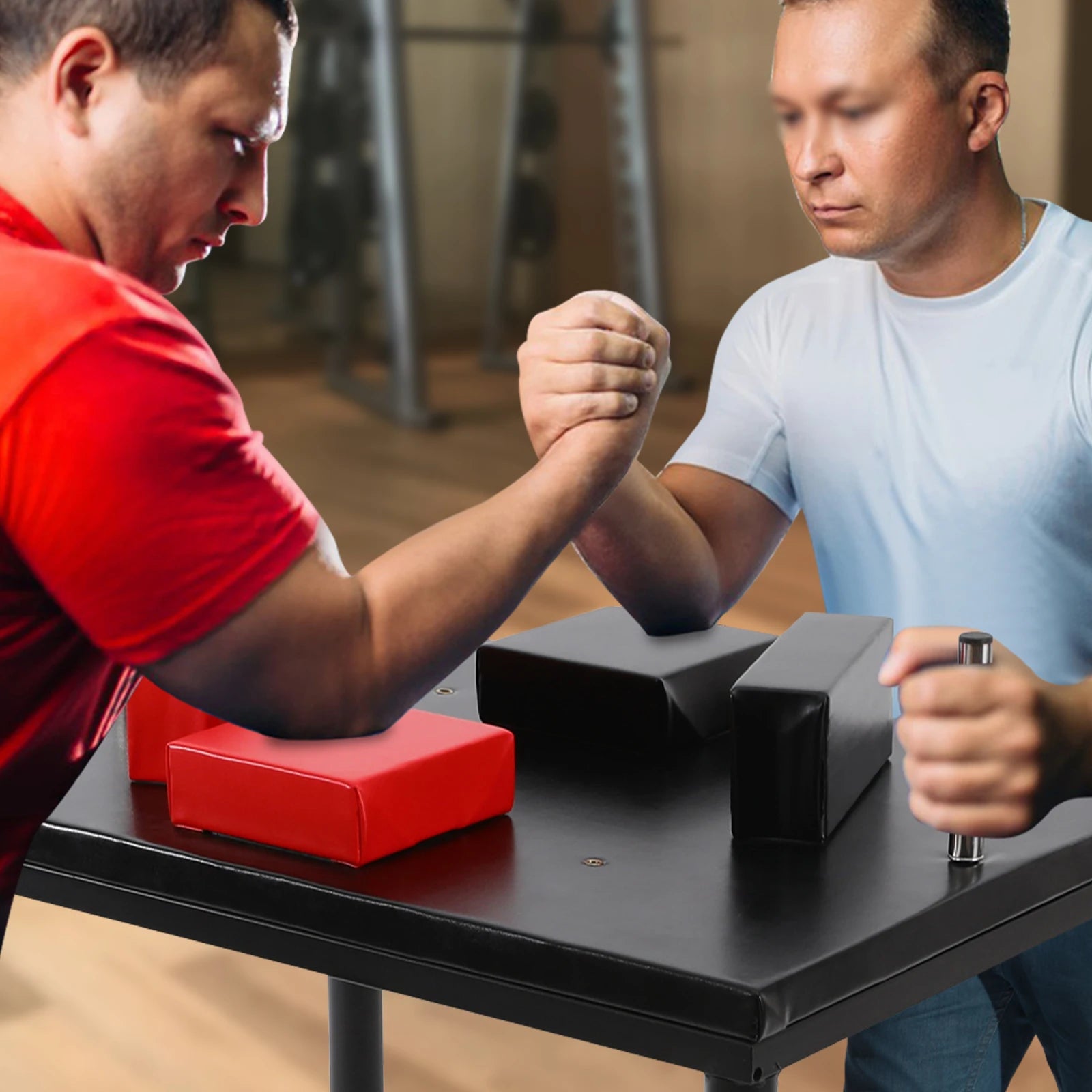 Black Red Professional Arm Wrestling Table Floorstanding Wrestling Battle Table Standard Wrist Strength Table Gyms Sports Arenas