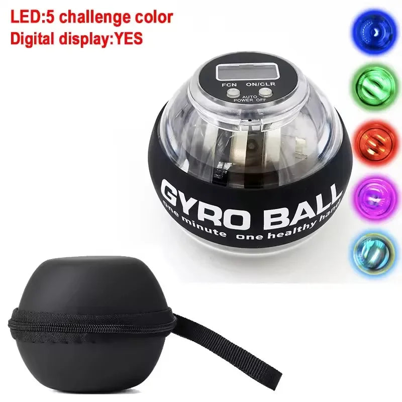 Gyro Ball With Balls Bag Powerball Coloured Lights Power Ball Gym Exercise Sport Workout Equipment Armwrestling Forearm Training