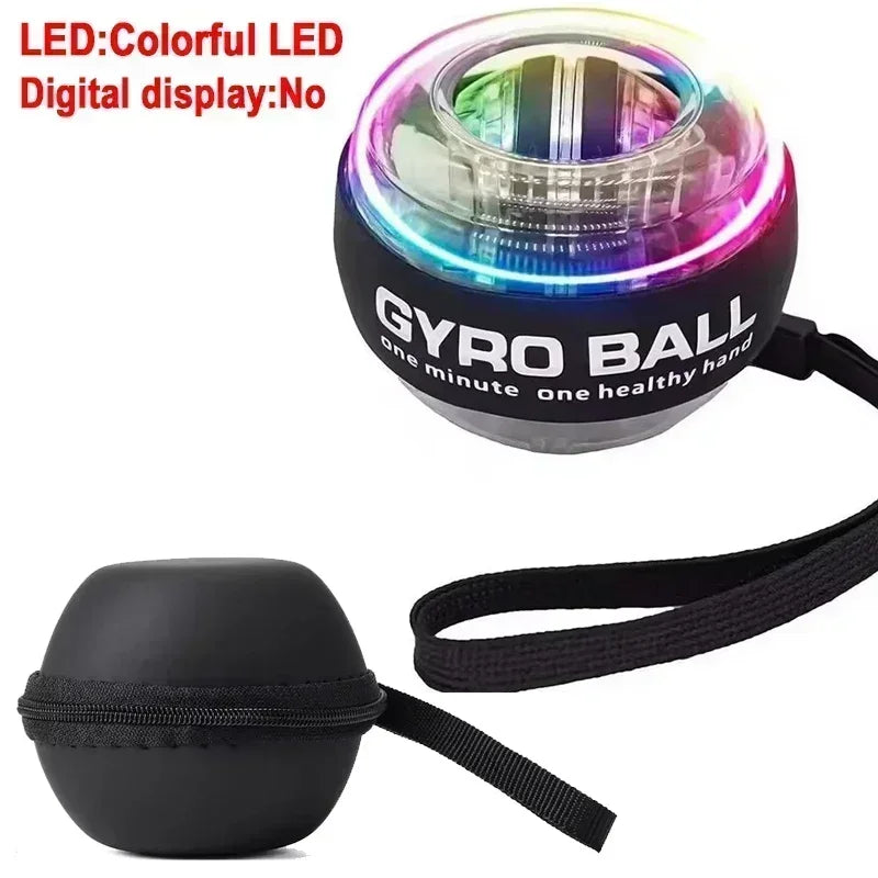 Gyro Ball With Balls Bag Powerball Coloured Lights Power Ball Gym Exercise Sport Workout Equipment Armwrestling Forearm Training