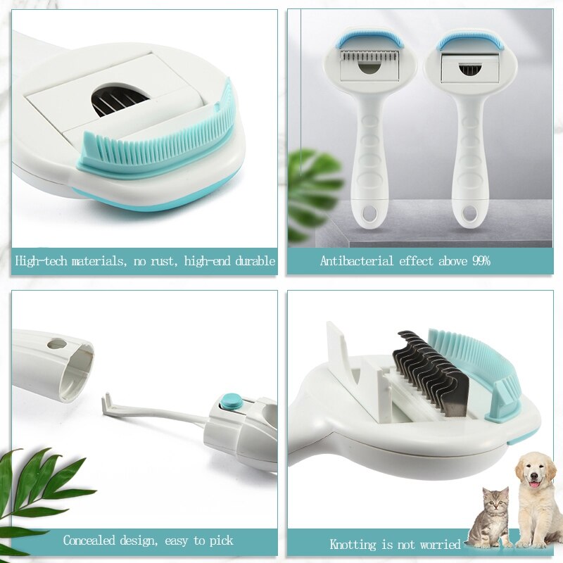 3 in 1 Dense Tooth Comb Dog Cat Hair Shedding Brush Pet Hair Remover Grooming Knot Tool Hair Lice Removal for Puppy Random Color