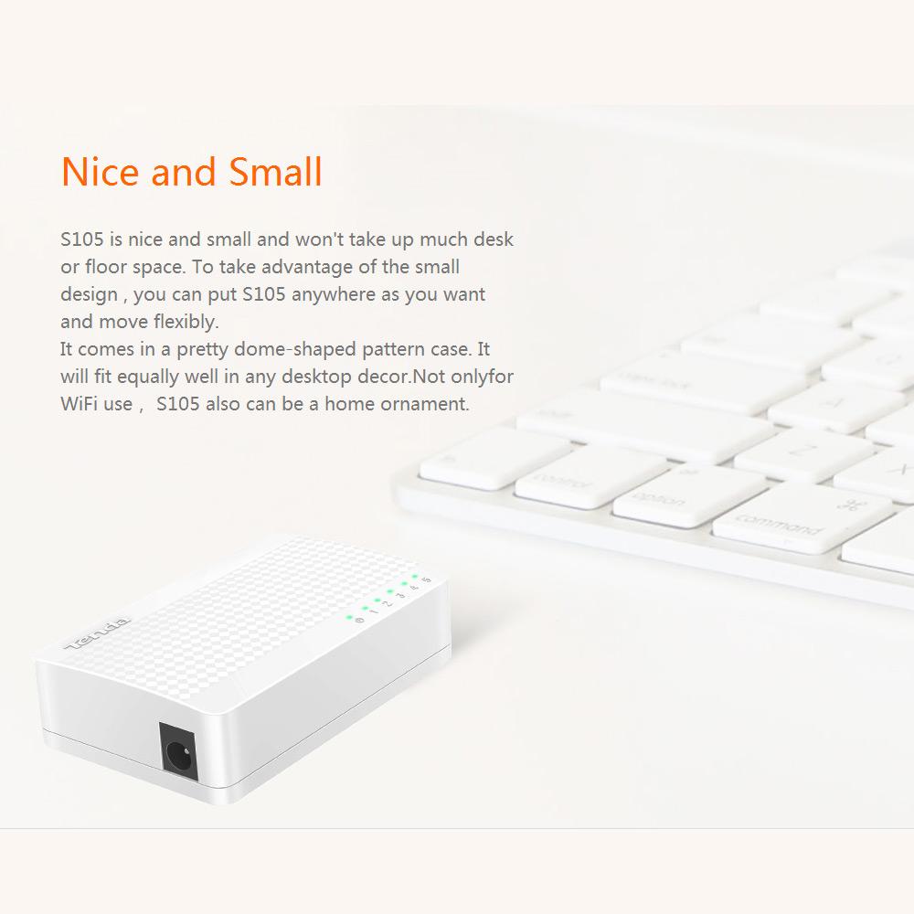 Tenda S105 Ethernet Switch,Mini 5 Port Desktop Ethernet Network Switch,100Mbps LAN Hub,Small and Smart,English/European Firmware