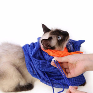 Multifunctional Cat Grooming Bag Bathing Bags Fitted Mesh Polyester Bag Pet Supplies No Scratching Biting