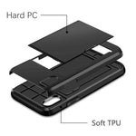 Load image into Gallery viewer, For iPhone 11 Pro Max XS X XR Case Slide Armor Wallet Card Slots Holder Cover For IPhone 7 8 6 6s Plus 5 5s TPU Shockproof Shell
