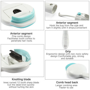 3 in 1 Dense Tooth Comb Dog Cat Hair Shedding Brush Pet Hair Remover Grooming Knot Tool Hair Lice Removal for Puppy Random Color