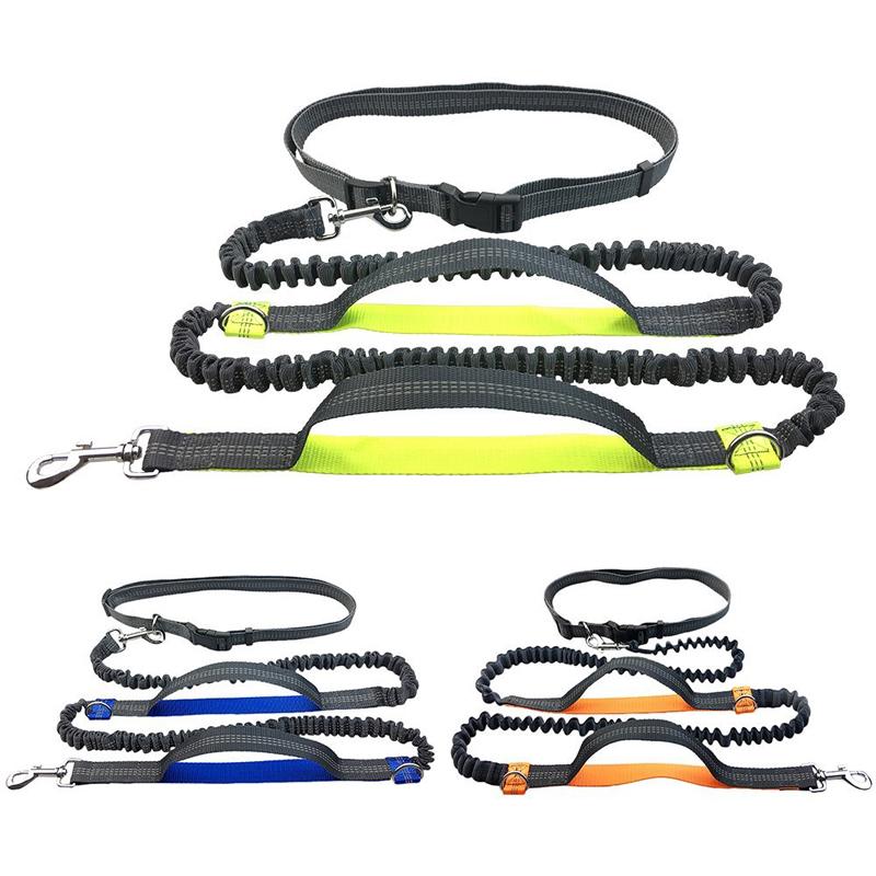 Pet Dog Running Leash Rope with2 handles DogJoging Walking Leash with Reflective Hands