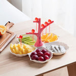 Load image into Gallery viewer, 5 Compartments Fruit Plate Fork Set Bird Fork Tree Fork Holder Flower-shaped Fruit Plate New
