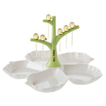 Load image into Gallery viewer, 5 Compartments Fruit Plate Fork Set Bird Fork Tree Fork Holder Flower-shaped Fruit Plate New
