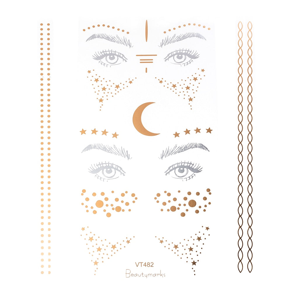 Gold Face Temporary Tattoo