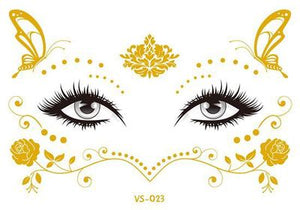 Gold Face Temporary Tattoo