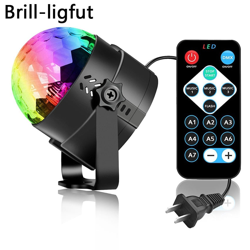 Sound Activated Rotating Disco Ball Party LED Lights