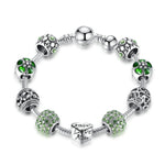 Load image into Gallery viewer, BAMOER: Antique Silver Charm Bracelet &amp; Bangle with Love &amp; Flower Beads
