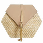 Load image into Gallery viewer, Hexagon Summer Rattan &amp; Leather Bag Handmade
