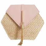 Load image into Gallery viewer, Hexagon Summer Rattan &amp; Leather Bag Handmade
