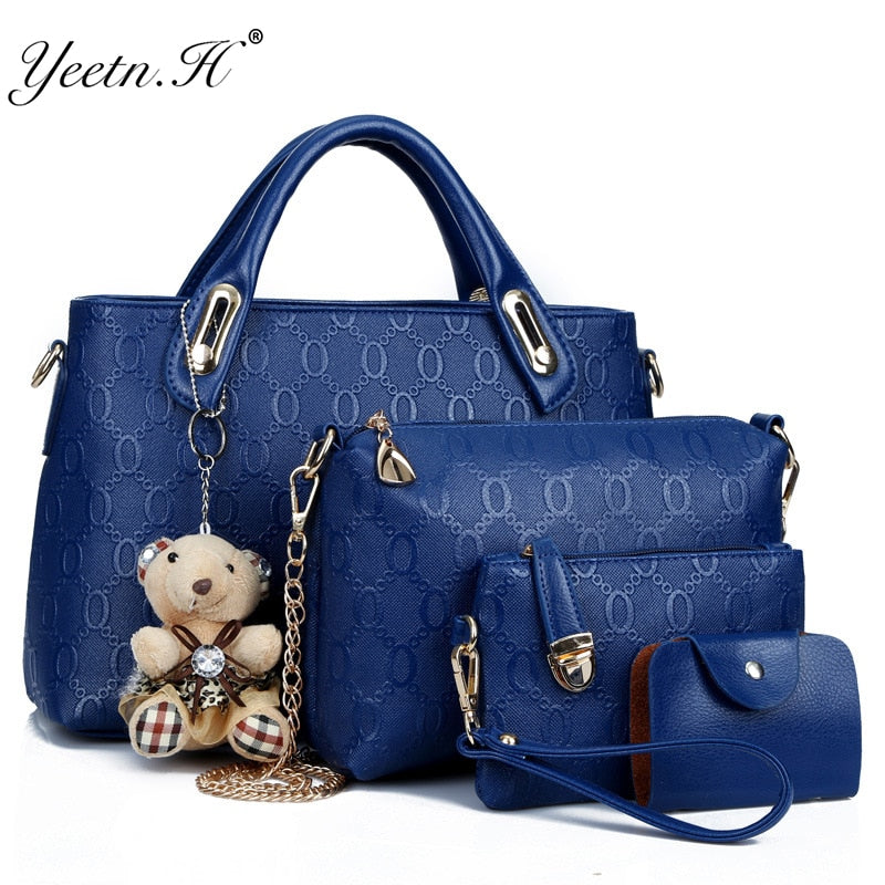 4 Set Vintage Handbags Pu Leather