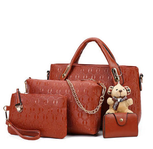 4 Set Vintage Handbags Pu Leather